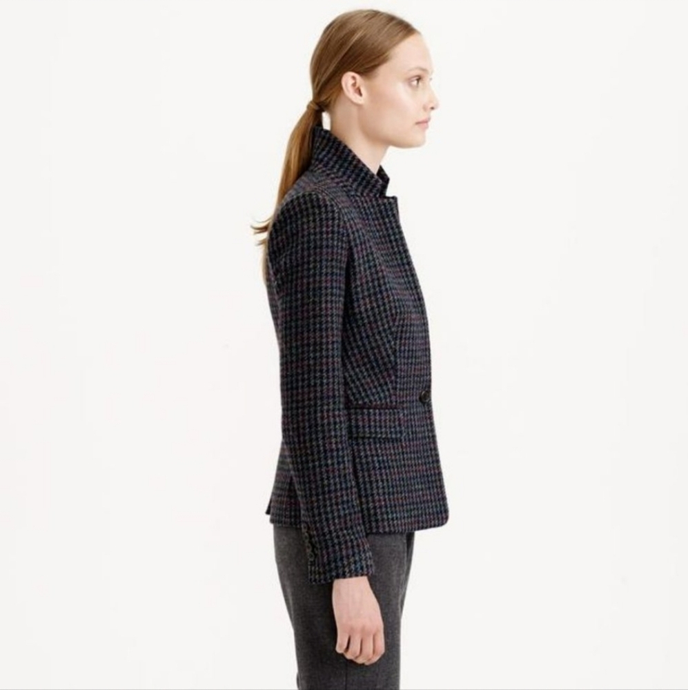 J. Crew. Houndstooth Regent Wool Blazer In Olive Amber Size 00 - Picture 11 of 12